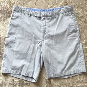 Peter Millar Mens White Blue Striped 9 Inch Inseam 100% Cotton Shorts - Size 36